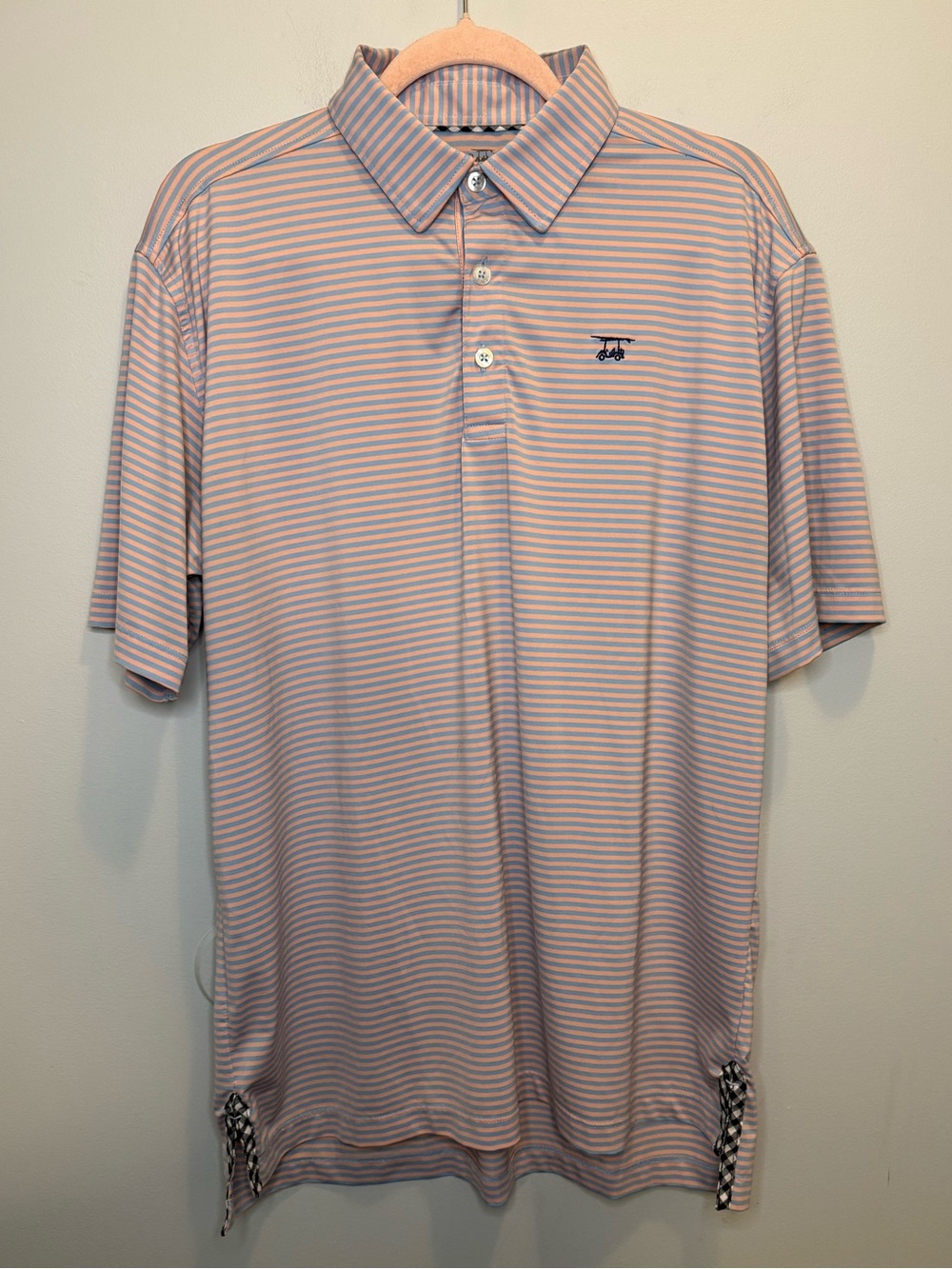 Bald Head Blues Albatross Performance Golf Polo Shirt Men's Large Pink Blue